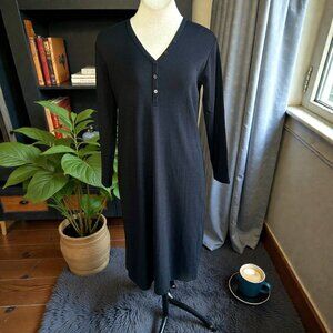 Outlander Vintage Black V Neck Knit Sweater Dress or Duster Cardigan